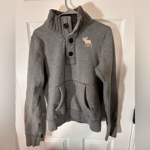 Abercrombie & Fitch Quarter Button-up Sweatshirt with Lg Collar - Medium